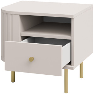 Stolik nocny do sypialni z szufladą 48 cm OVALIO - beż piaskowy | Szafki nocne z szufladami Desire Furniture