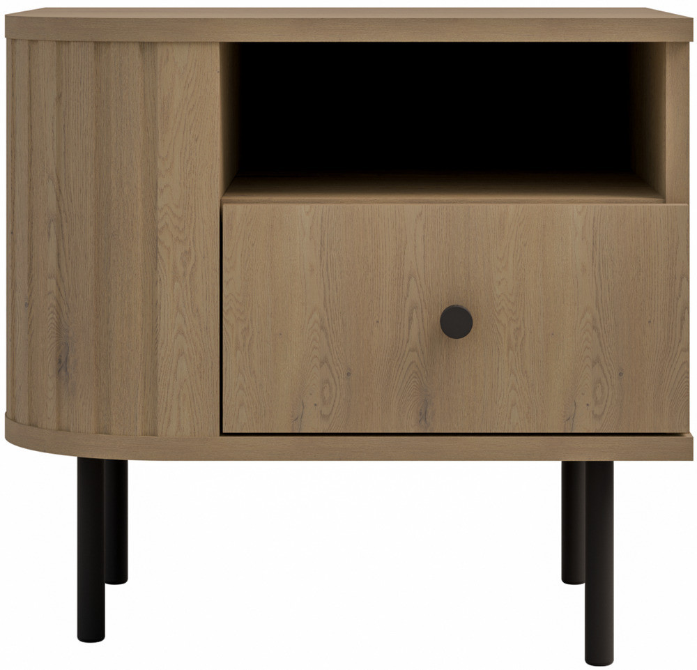 Stolik nocny do sypialni z szufladą 48 cm OVALIO - dąb cremona | Szafki nocne z szufladami Desire Furniture