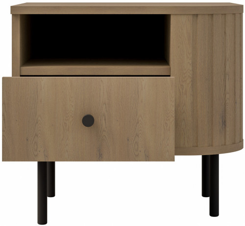 Stolik nocny do sypialni z szufladą 48 cm OVALIO - dąb cremona | Szafki nocne z szufladami Desire Furniture