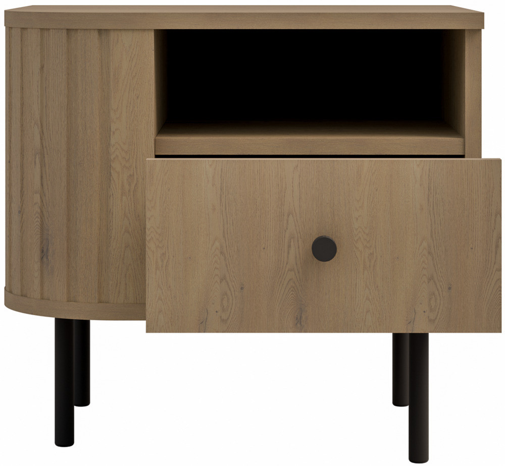 Stolik nocny do sypialni z szufladą 48 cm OVALIO - dąb cremona | Szafki nocne z szufladami Desire Furniture