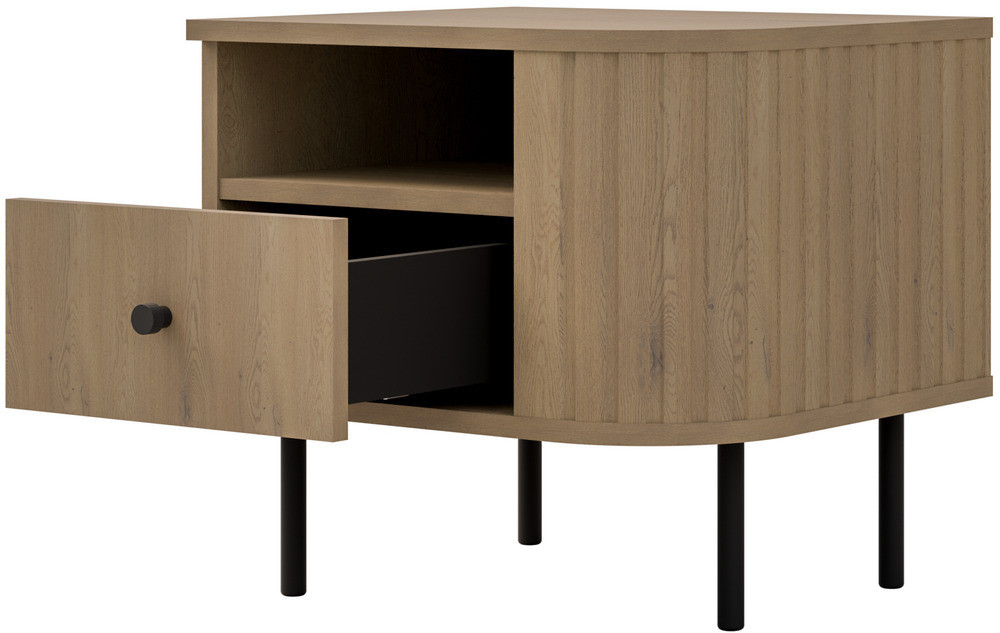 Stolik nocny do sypialni z szufladą 48 cm OVALIO - dąb cremona | Szafki nocne z szufladami Desire Furniture