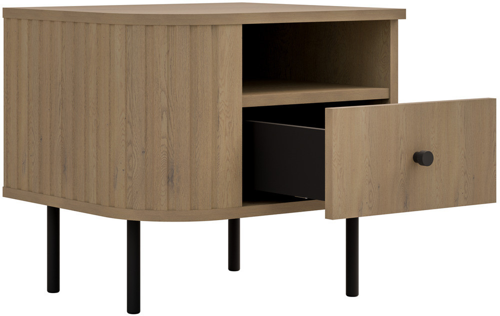 Stolik nocny do sypialni z szufladą 48 cm OVALIO - dąb cremona | Szafki nocne z szufladami Desire Furniture