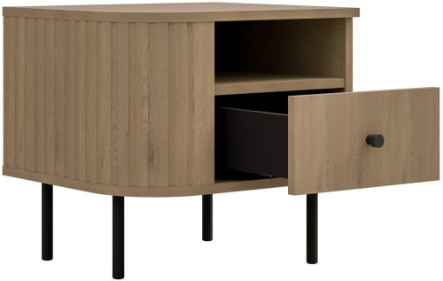 Stolik nocny do sypialni z szufladą 48 cm OVALIO - dąb cremona | Szafki nocne z szufladami Desire Furniture