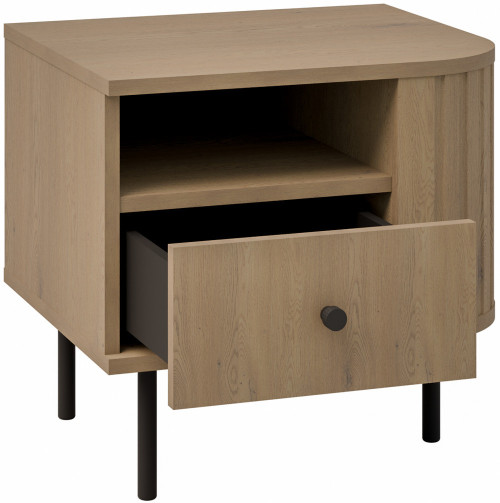 Stolik nocny do sypialni z szufladą 48 cm OVALIO - dąb cremona | Szafki nocne z szufladami Desire Furniture
