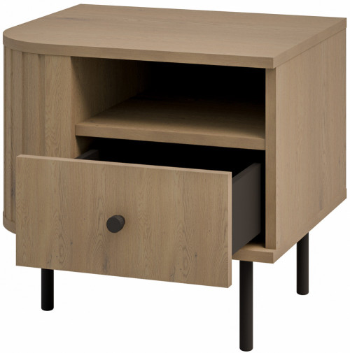 Stolik nocny do sypialni z szufladą 48 cm OVALIO - dąb cremona | Szafki nocne z szufladami Desire Furniture