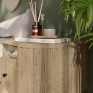 Stolik nocny do sypialni z szufladą 48 cm OVALIO - dąb cremona | Szafki nocne z szufladami Desire Furniture