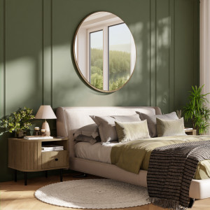 Stolik nocny do sypialni z szufladą 48 cm OVALIO - dąb cremona | Szafki nocne z szufladami Desire Furniture
