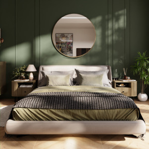 Stolik nocny do sypialni z szufladą 48 cm OVALIO - dąb cremona | Szafki nocne z szufladami Desire Furniture