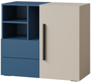 Komoda młodzieżowa z szufladami 90 cm LORIN - kaszmir/błękit morski