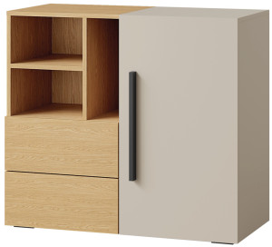Komoda młodzieżowa z szufladami 90 cm LORIN - kaszmir/dąb wiosenny