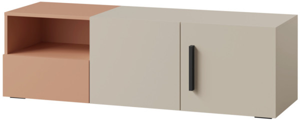 Młodzieżowa szafka RTV z szufladą 135 cm LORIN - kaszmir/alpaca