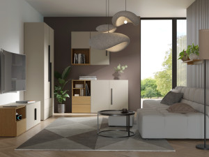 Łóżko młodzieżowe z szufladami i półkami 90x200 cm LORIN - kaszmir/dąb wiosenny | Łóżka młodzieżowe Desire Furniture