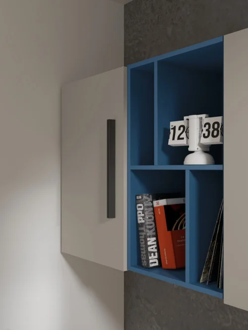 Nowoczesna szafka z półką do pokoju nastolatka 45 cm LORIN - kaszmir/błękit morski | Szafki wiszące Desire Furniture