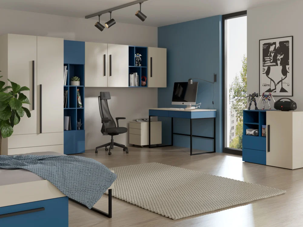 Nowoczesna szafka z półką do pokoju nastolatka 45 cm LORIN - kaszmir/błękit morski | Szafki wiszące Desire Furniture Nowoczesna szafka z półką do pokoju nastolatka 45 cm LORIN - kaszmir/błękit morski | Szafki wiszące Desire Furniture