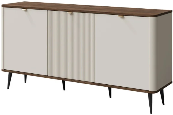 Stylowa komoda na nóżkach do salonu 160 cm MARLY - kaszmir/orzech