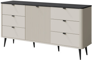Komoda z szufladami i drzwiami na nóżkach 160 cm MARLY - kaszmir/szary kamień