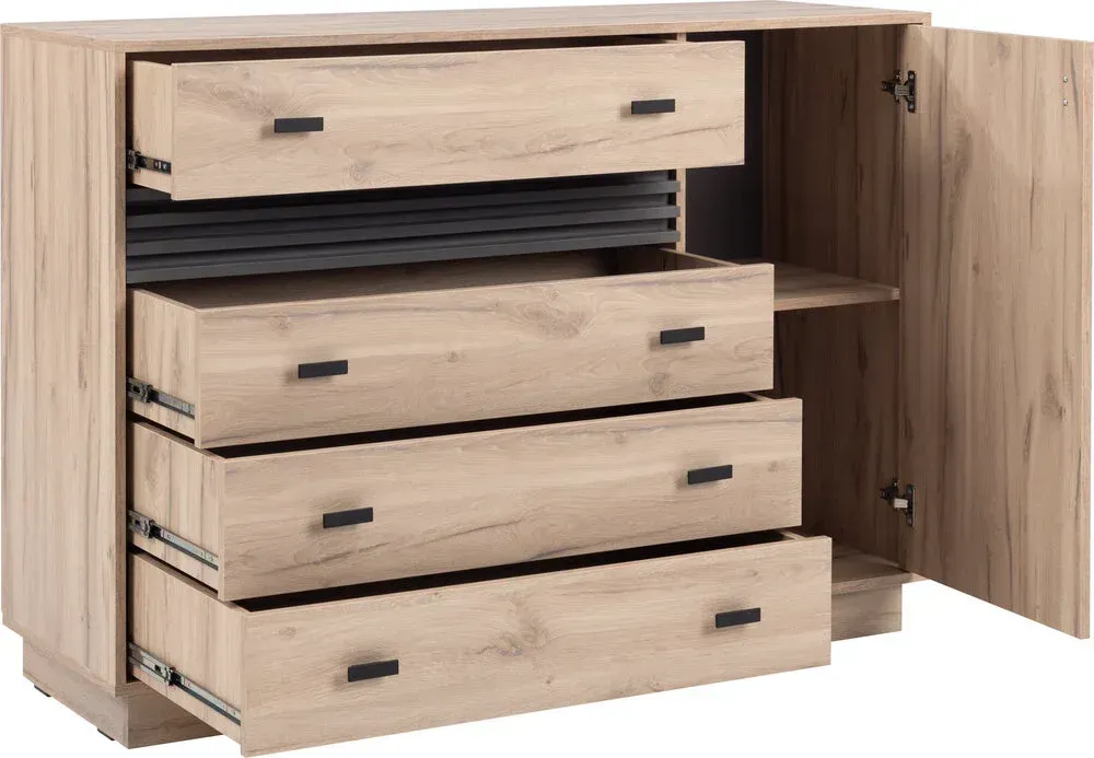 Komoda ALLMO 135 cm – z szufladami i drzwiczkami