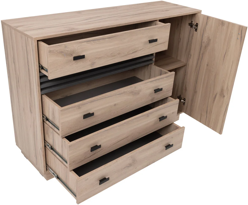 Komoda ALLMO 135 cm – z szufladami i drzwiczkami Komoda ALLMO 135 cm – z szufladami i drzwiczkami