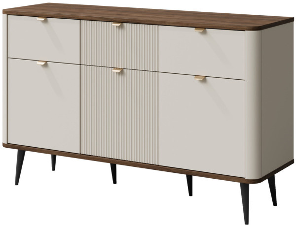 Nowoczesna komoda na nóżkach do salonu 130 cm MARLY - kaszmir/orzech