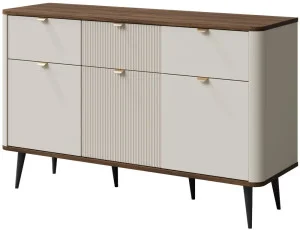 Nowoczesna komoda na nóżkach do salonu 130 cm MARLY - kaszmir/orzech