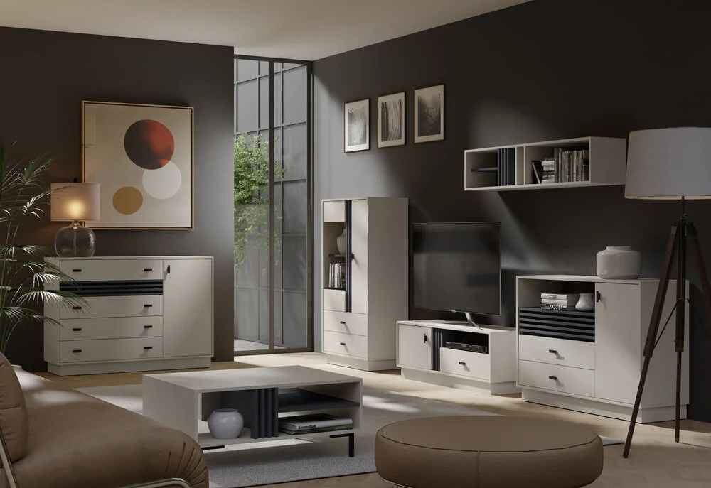 Komoda z szufladami ALLMO 135 cm – poziome lamele, mat Allmo Desire Furniture