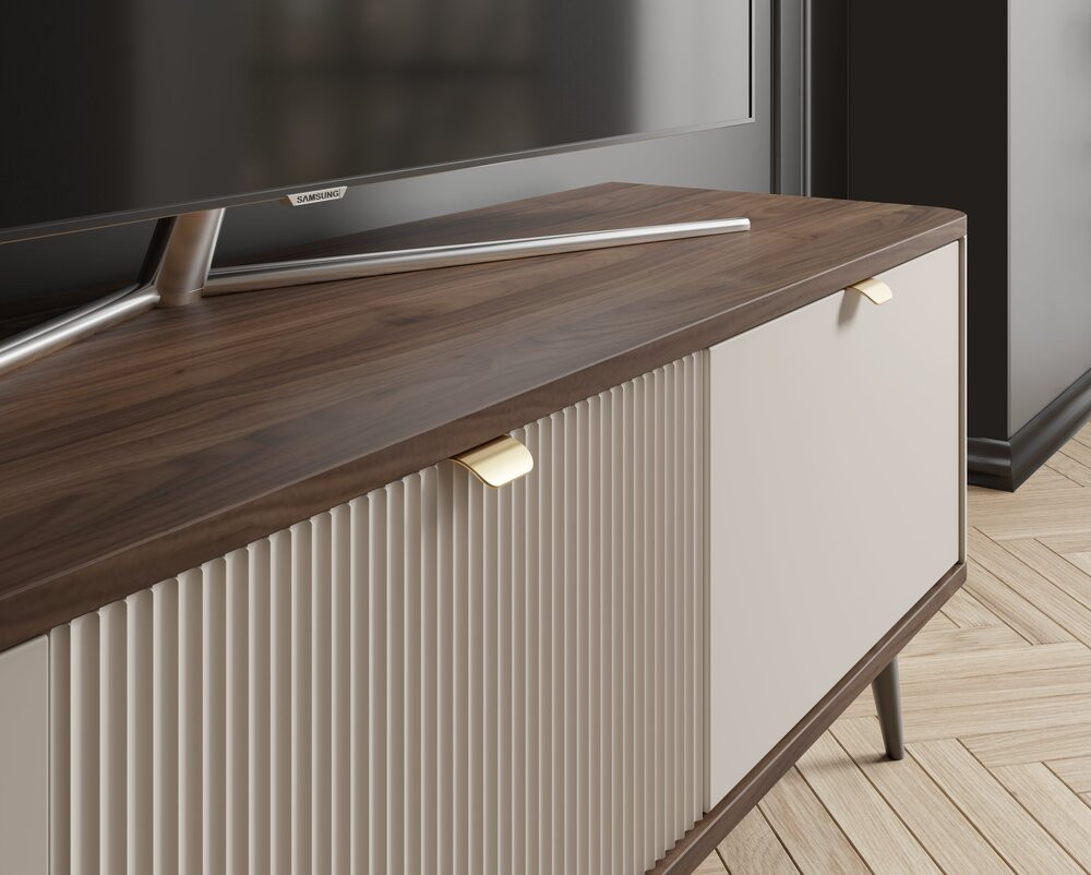 Szafka RTV pod telewizor na czarnych nóżkach 130 cm MARLY - kaszmir/orzech | Szafki RTV na nóżkach Desire Furniture