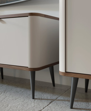 Nowoczesny stolik kawowy z szafkami do salonu 100x60 cm MARLY - kaszmir/orzech | Stoliki kawowe Desire Furniture
