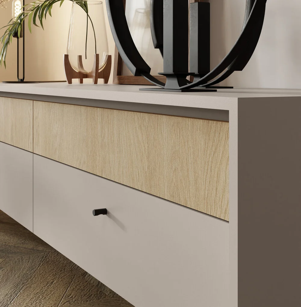 Witryna Malta 103.5 cm z szafkami i półkami – elegancka i funkcjonalna