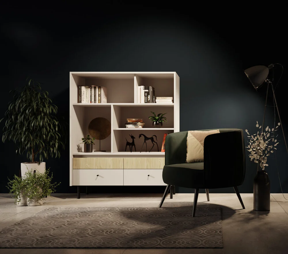 Witryna Malta 103.5 cm z szafkami i półkami – elegancka i funkcjonalna