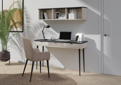Nowoczesna półka do salonu 127 cm MARLY - kaszmir/szary kamień | Półki wiszące Desire Furniture