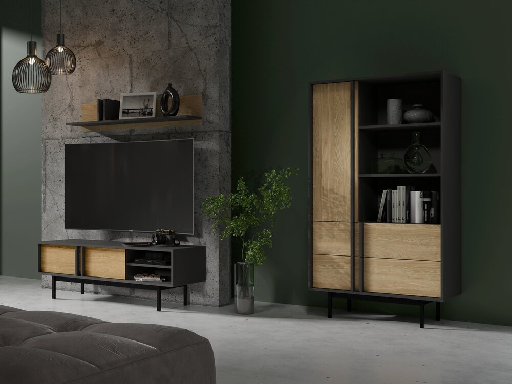 Dwudrzwiowa szafa z szufladami 93 cm ALSY - antracyt/dąb olejowany | Szafy uchylne Desire Furniture Dwudrzwiowa szafa z szufladami 93 cm ALSY - antracyt/dąb olejowany | Szafy uchylne Desire Furniture