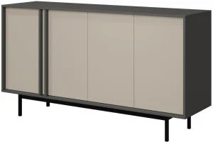 Czterodrzwiowa komoda do salonu i 163 cm ALSY - antracyt/jasny beż