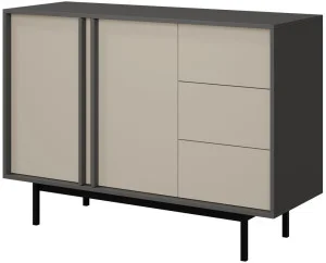 Komoda na nóżkach do salonu 123 cm ALSY - antracyt/jasny beż