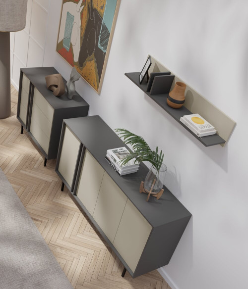 Półka wisząca na książki 110 cm ALSY - antracyt/jasny beż | Półki wiszące Desire Furniture