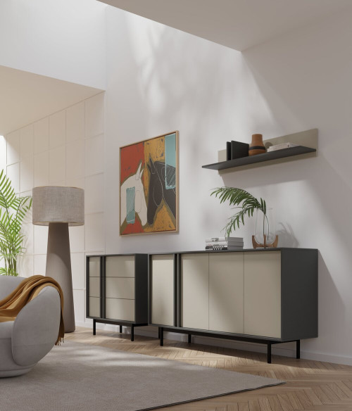 Półka wisząca na książki 110 cm ALSY - antracyt/jasny beż | Półki wiszące Desire Furniture