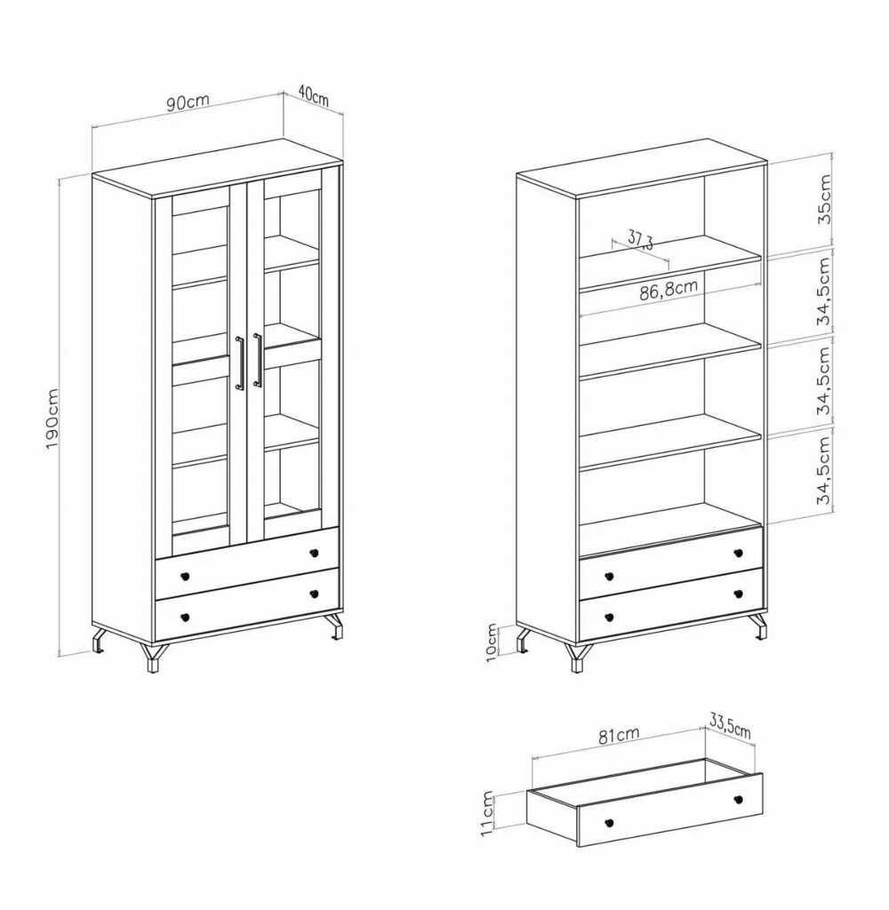Nowoczesna witryna Bergen 90 cm biała – opcja LED, do salonu i jadalni Witryny Desire Furniture