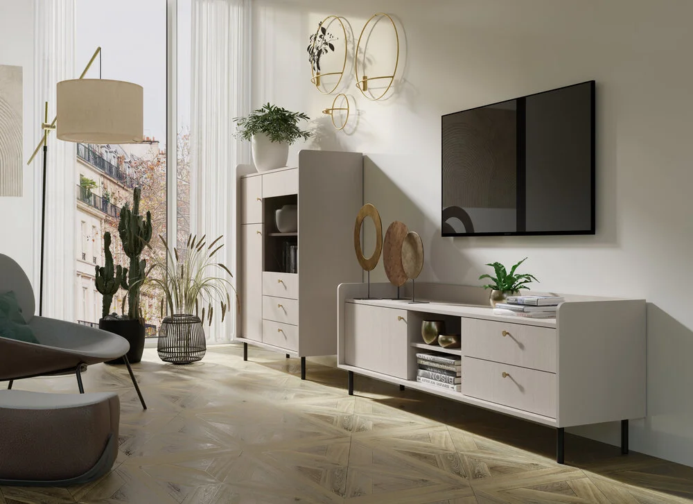 Pojemna komoda Grande 153,5 cm – szuflady i wnęki | Desire Pojemna komoda Grande 153,5 cm – szuflady i wnęki | Desire