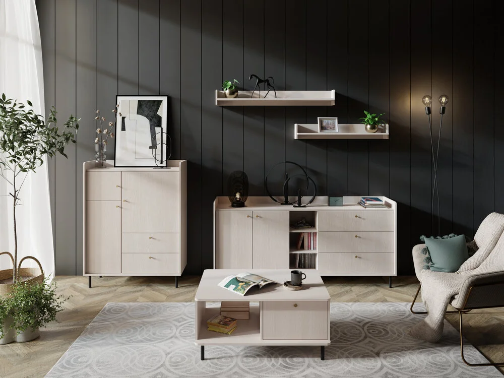 Pojemna komoda Grande 153,5 cm – szuflady i wnęki | Desire Pojemna komoda Grande 153,5 cm – szuflady i wnęki | Desire