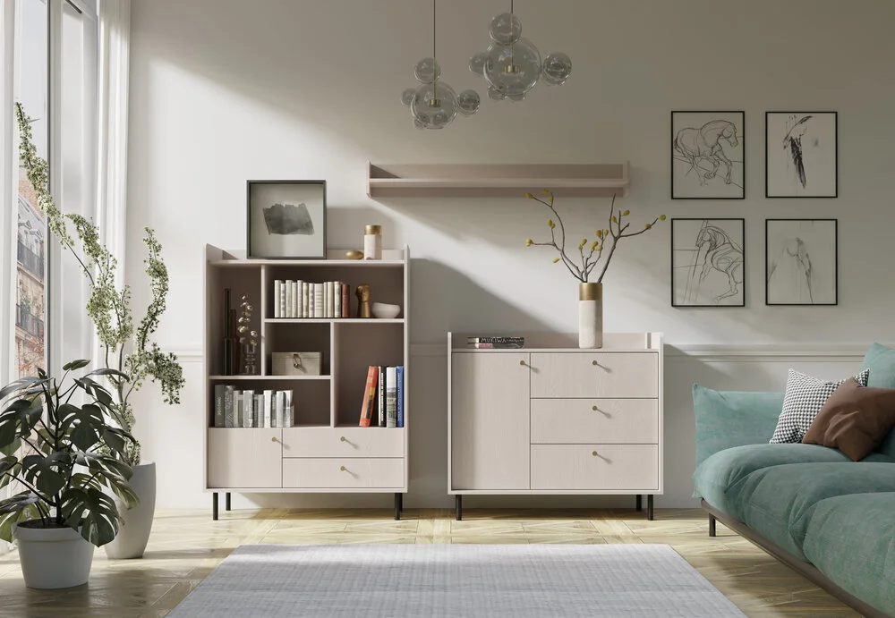 Pojemna komoda Grande 153,5 cm – szuflady i wnęki | Desire Pojemna komoda Grande 153,5 cm – szuflady i wnęki | Desire