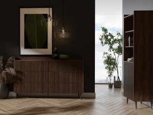 Regał na książki do salonu 180 cm ADEMO - orzech | Regały na nóżkach Desire Furniture