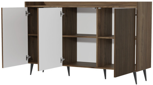 Trzydrzwiowa nowoczesna komoda 150 cm ADEMO - orzech | Komody z drzwiami Desire Furniture