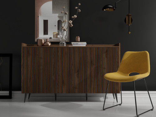 Trzydrzwiowa nowoczesna komoda 150 cm ADEMO - orzech | Komody z drzwiami Desire Furniture