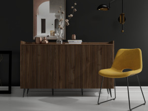 Trzydrzwiowa nowoczesna komoda 150 cm ADEMO - orzech | Komody z drzwiami Desire Furniture