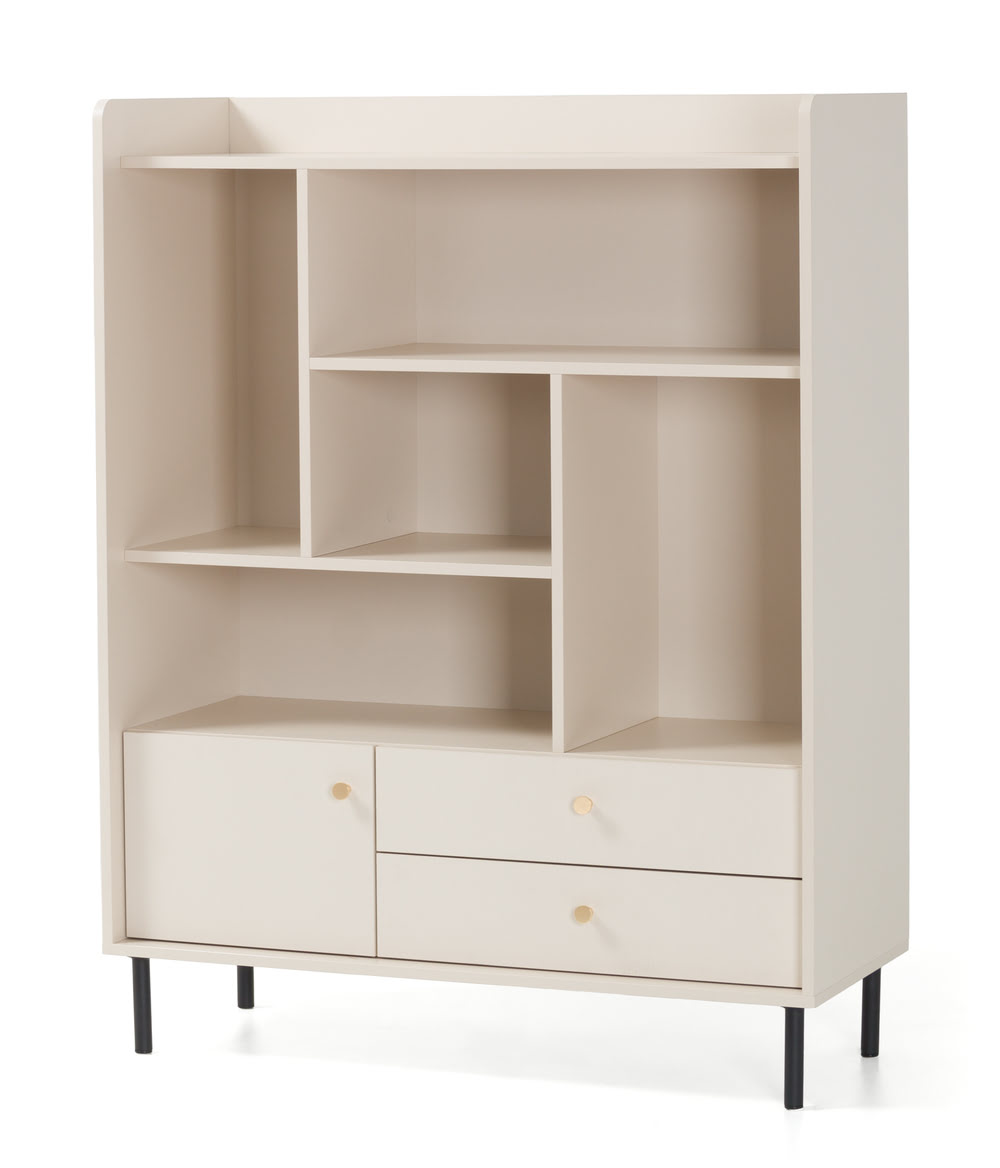 Regał na książki z szufladami GRANDE 103.5 cm, beż piaskowy Grande Desire Furniture