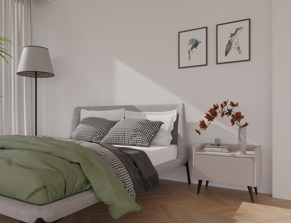 Szafka nocna ryflowana 52 cm ADEMO - kaszmir | Szafki nocne z półką Desire Furniture