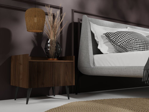 Szafka nocna ryflowana 52 cm ADEMO - orzech | Szafki nocne z półką Desire Furniture