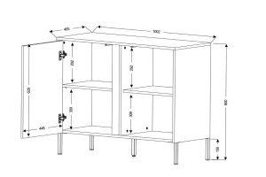 Nowoczesna komoda z ryflowanym frontem 100 cm MIA - dąb odwieczny/czarny | Komody z drzwiami Desire Furniture