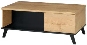 Stolik kawowy z szafkami do salonu 101 cm JOHN - dąb lefkas/czarny