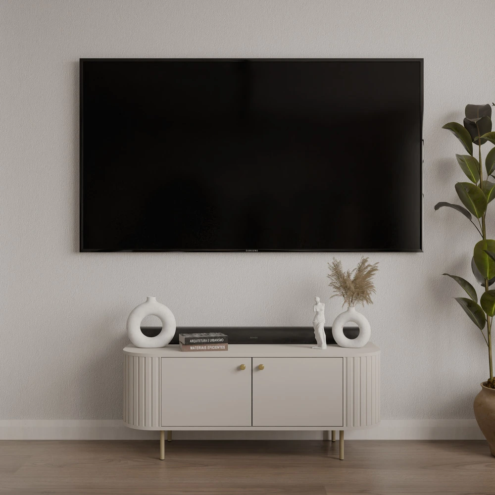 Szafka RTV do salonu z szafkami 123 cm OVALIO – beż piaskowy Szafki RTV Desire Furniture