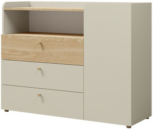 Młodzieżowa komoda z szufladami 120 cm YUKI - beż/dąb olejowany